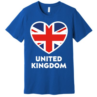 United Kingdom Flag Heart Shaped England Union Jack Gift Premium T-Shirt