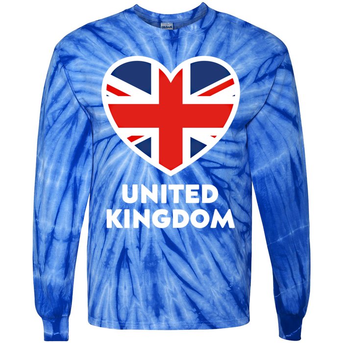 United Kingdom Flag Heart Shaped England Union Jack Gift Tie-Dye Long Sleeve Shirt