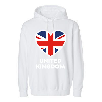 United Kingdom Flag Heart Shaped England Union Jack Gift Garment-Dyed Fleece Hoodie