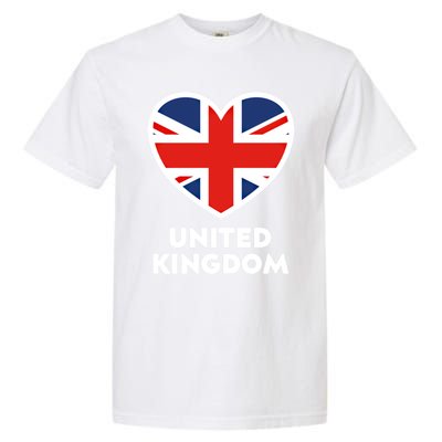 United Kingdom Flag Heart Shaped England Union Jack Gift Garment-Dyed Heavyweight T-Shirt