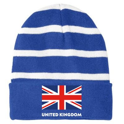 United Kingdom Flag White Blue And Red England Union Jack Gift Striped Beanie with Solid Band