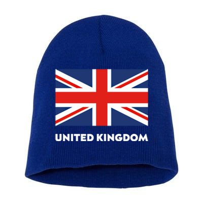 United Kingdom Flag White Blue And Red England Union Jack Gift Short Acrylic Beanie