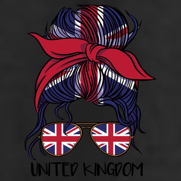 United Kingdom Flag Messy Girl Bun 7 Panel Mesh Trucker Snapback Hat