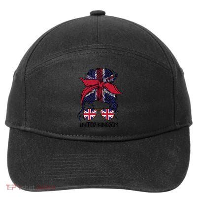 United Kingdom Flag Messy Girl Bun 7-Panel Snapback Hat