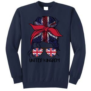 United Kingdom Flag Messy Girl Bun Tall Sweatshirt