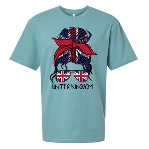 United Kingdom Flag Messy Girl Bun Sueded Cloud Jersey T-Shirt