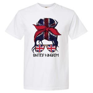 United Kingdom Flag Messy Girl Bun Garment-Dyed Heavyweight T-Shirt