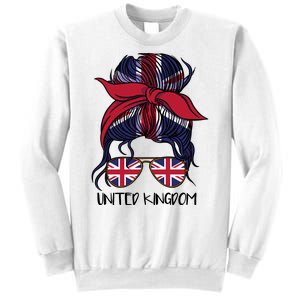 United Kingdom Flag Messy Girl Bun Sweatshirt