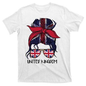 United Kingdom Flag Messy Girl Bun T-Shirt