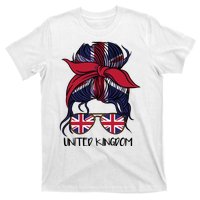 United Kingdom Flag Messy Girl Bun T-Shirt