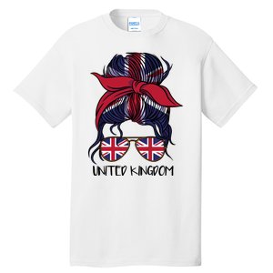 United Kingdom Flag Messy Girl Bun Tall T-Shirt