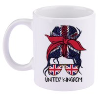 United Kingdom Flag Messy Girl Bun 11oz C Handle Ceramic Mug