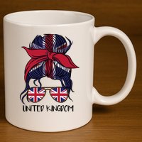 United Kingdom Flag Messy Girl Bun 11oz C Handle Ceramic Mug