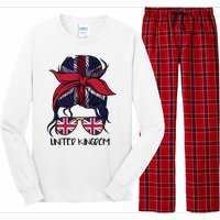 United Kingdom Flag Messy Girl Bun Long Sleeve Pajama Set