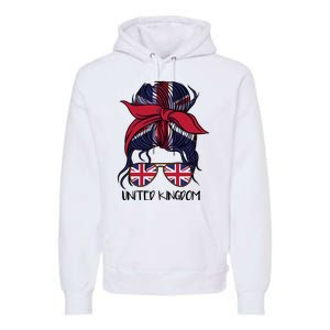 United Kingdom Flag Messy Girl Bun Premium Hoodie