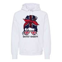 United Kingdom Flag Messy Girl Bun Premium Hoodie