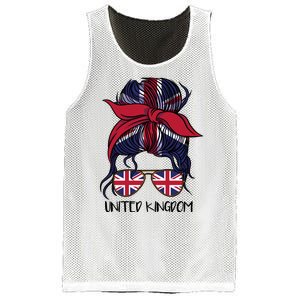 United Kingdom Flag Messy Girl Bun Mesh Reversible Basketball Jersey Tank