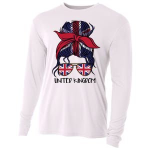 United Kingdom Flag Messy Girl Bun Cooling Performance Long Sleeve Crew