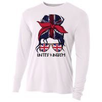 United Kingdom Flag Messy Girl Bun Cooling Performance Long Sleeve Crew