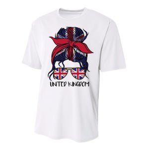 United Kingdom Flag Messy Girl Bun Performance Sprint T-Shirt