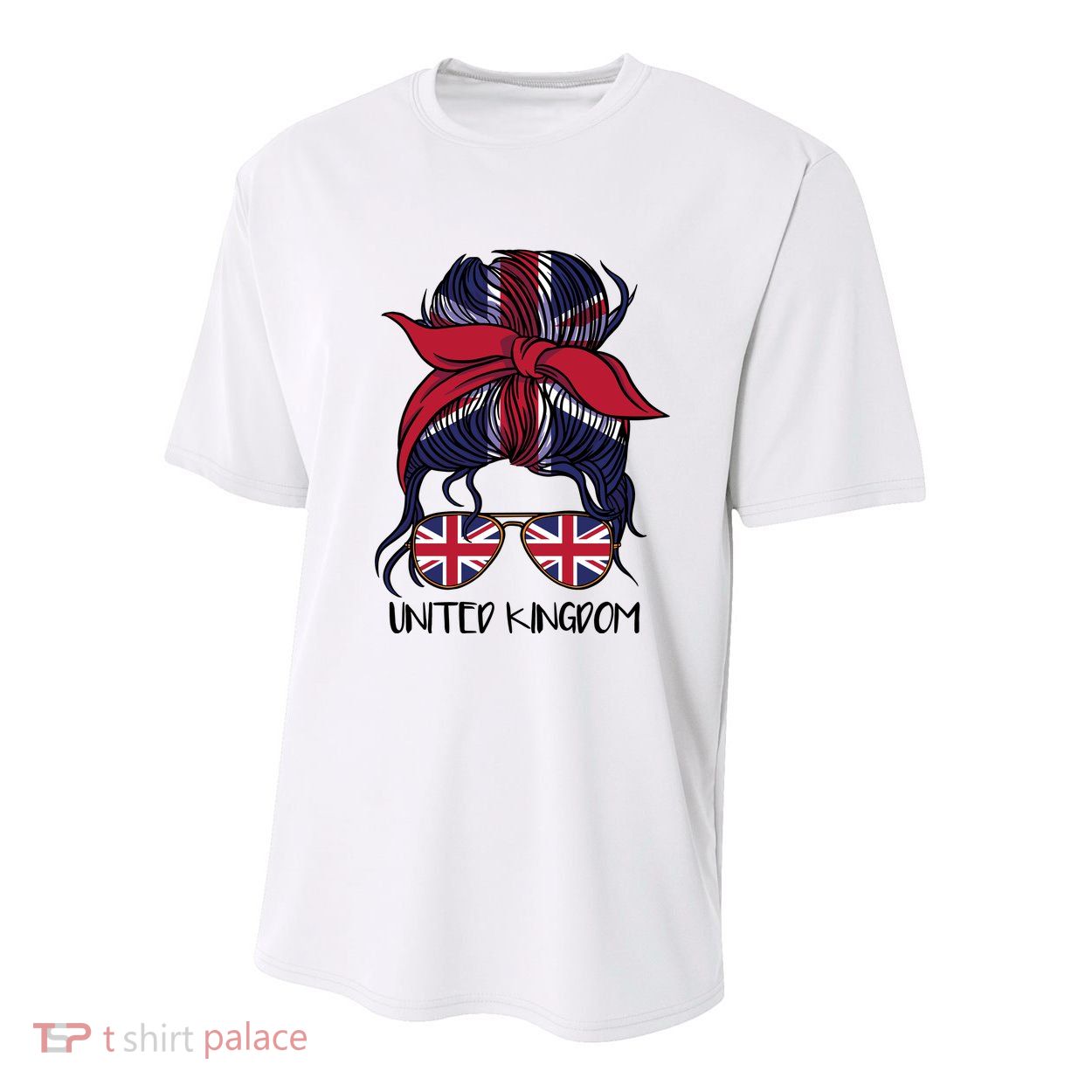 United Kingdom Flag Messy Girl Bun Youth Performance Sprint T-Shirt