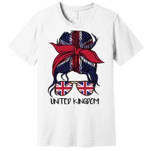 United Kingdom Flag Messy Girl Bun Premium T-Shirt