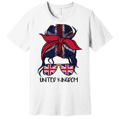 United Kingdom Flag Messy Girl Bun Premium T-Shirt