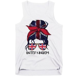 United Kingdom Flag Messy Girl Bun Tank Top