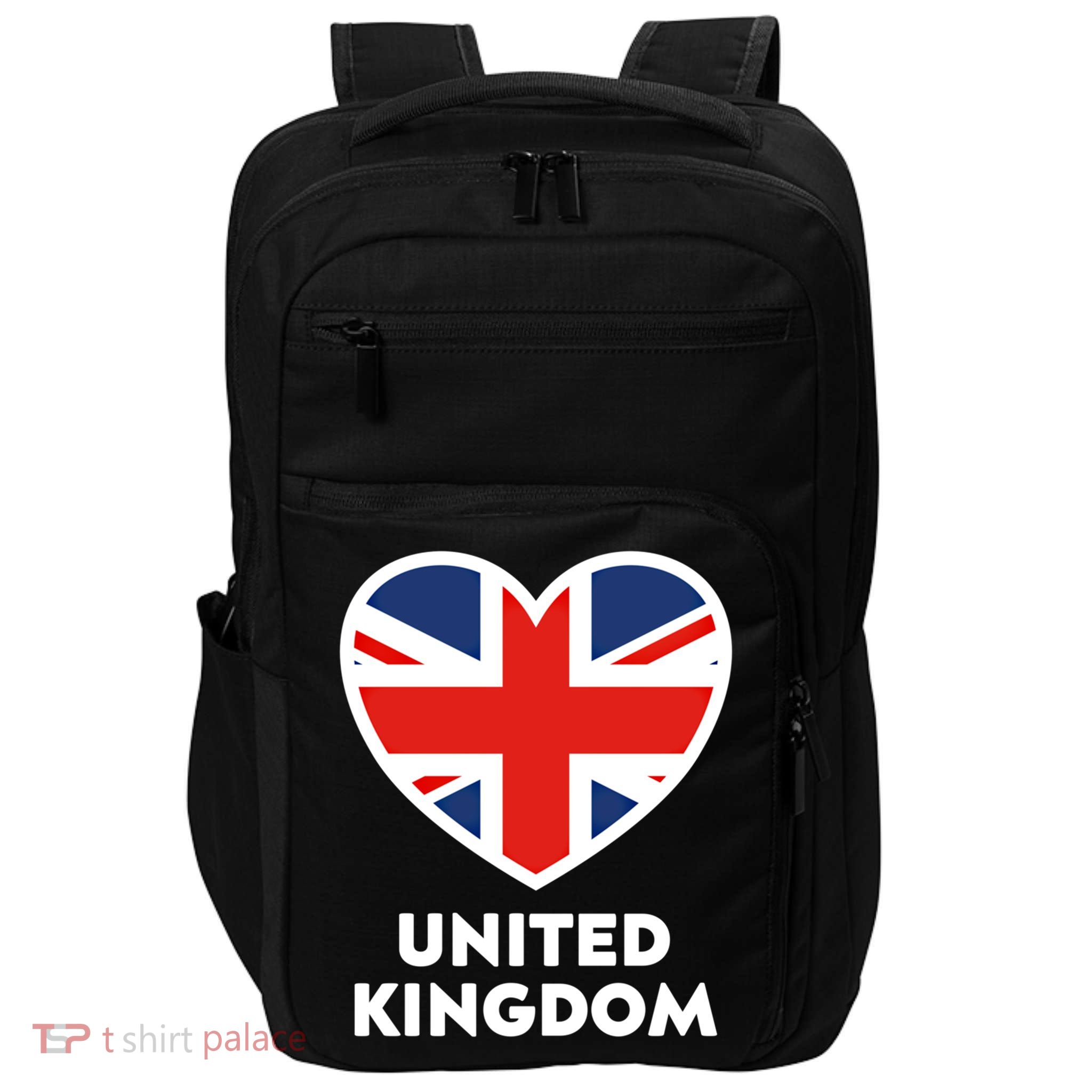 United Kingdom Flag Heart Shaped England Union Jack Great Gift Impact Tech Backpack