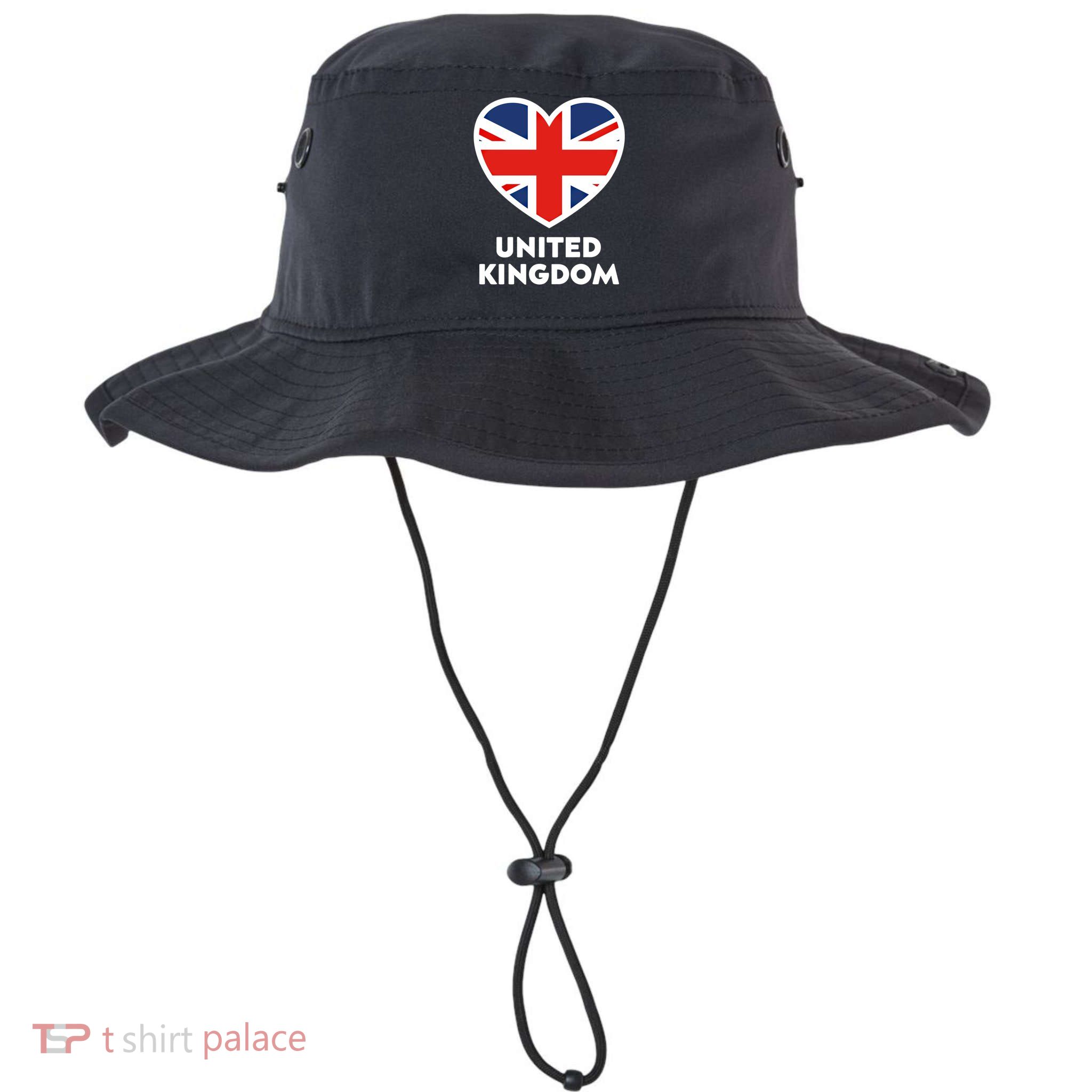 United Kingdom Flag Heart Shaped England Union Jack Great Gift Bucket Hat