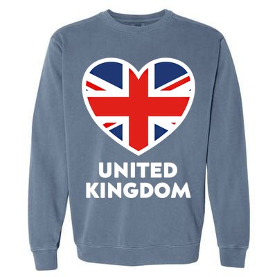 United Kingdom Flag Heart Shaped England Union Jack Great Gift Garment-Dyed Sweatshirt