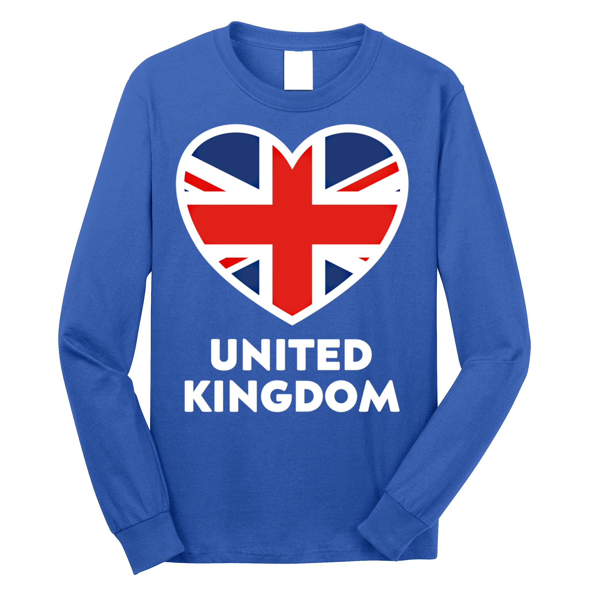 United Kingdom Flag Heart Shaped England Union Jack Great Gift Long Sleeve Shirt