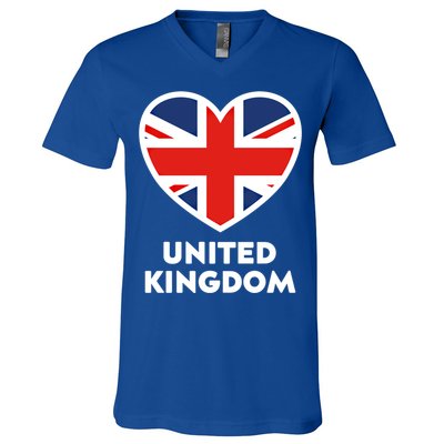 United Kingdom Flag Heart Shaped England Union Jack Great Gift V-Neck T-Shirt