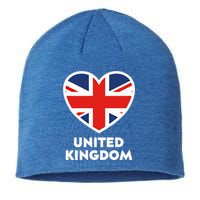 United Kingdom Flag Heart Shaped England Union Jack Great Gift Sustainable Beanie