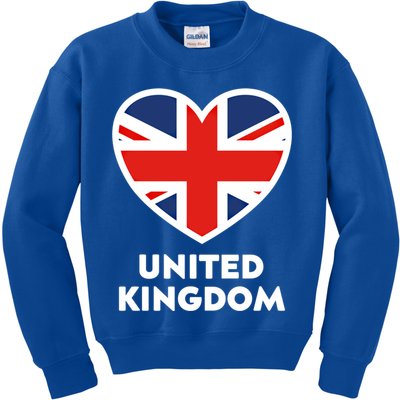 United Kingdom Flag Heart Shaped England Union Jack Great Gift Kids Sweatshirt