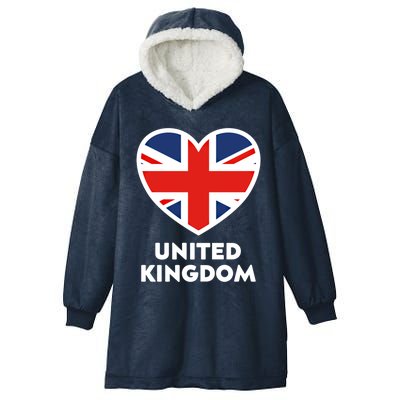 United Kingdom Flag Heart Shaped England Union Jack Great Gift Hooded Wearable Blanket