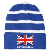 United Kingdom Flag White Blue And Red England Union Jack Gift Striped Beanie with Solid Band