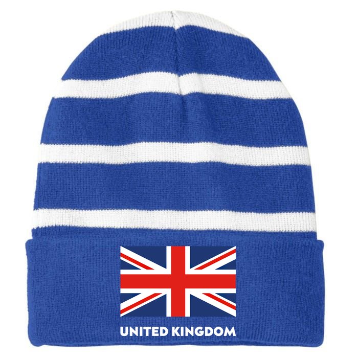 United Kingdom Flag White Blue And Red England Union Jack Gift Striped Beanie with Solid Band