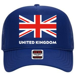 United Kingdom Flag White Blue And Red England Union Jack Gift High Crown Mesh Back Trucker Hat