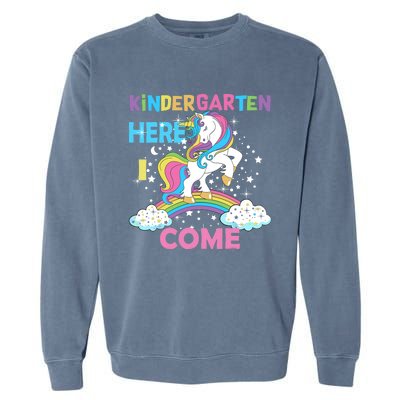 Unicorn Kindergarten Here I Come School Kindergarten Girl Garment-Dyed Sweatshirt