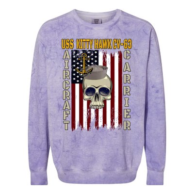 Uss Kitty Hawk Cvmeaningful Gift63 Veterans Day Dad Son Grandpa Great Gift Colorblast Crewneck Sweatshirt