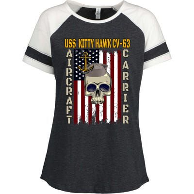 Uss Kitty Hawk Cvmeaningful Gift63 Veterans Day Dad Son Grandpa Great Gift Enza Ladies Jersey Colorblock Tee