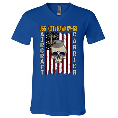 Uss Kitty Hawk Cvmeaningful Gift63 Veterans Day Dad Son Grandpa Great Gift V-Neck T-Shirt