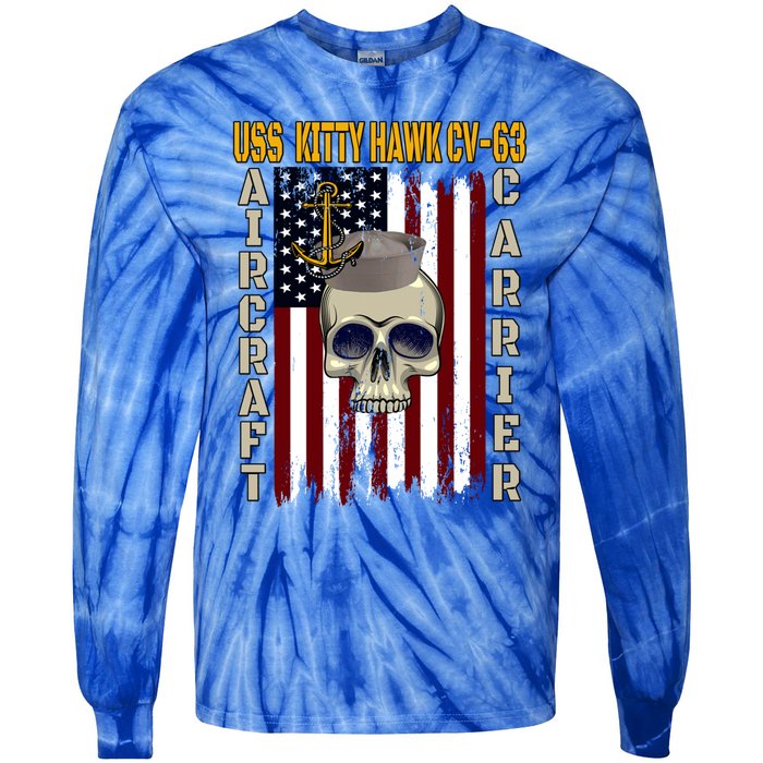 Uss Kitty Hawk Cvmeaningful Gift63 Veterans Day Dad Son Grandpa Great Gift Tie-Dye Long Sleeve Shirt