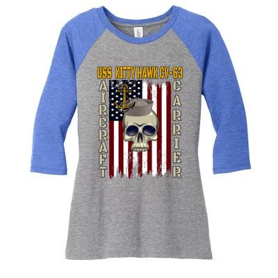 Uss Kitty Hawk Cvmeaningful Gift63 Veterans Day Dad Son Grandpa Great Gift Women's Tri-Blend 3/4-Sleeve Raglan Shirt