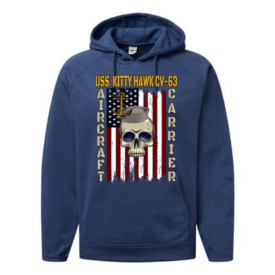 Uss Kitty Hawk Cvmeaningful Gift63 Veterans Day Dad Son Grandpa Great Gift Performance Fleece Hoodie