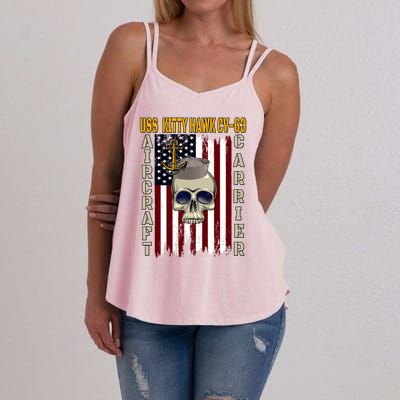 Uss Kitty Hawk Cvmeaningful Gift63 Veterans Day Dad Son Grandpa Great Gift Women's Strappy Tank