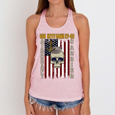 Uss Kitty Hawk Cvmeaningful Gift63 Veterans Day Dad Son Grandpa Great Gift Women's Knotted Racerback Tank