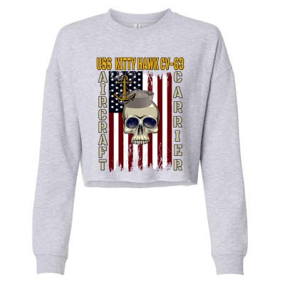 Uss Kitty Hawk Cvmeaningful Gift63 Veterans Day Dad Son Grandpa Great Gift Cropped Pullover Crew