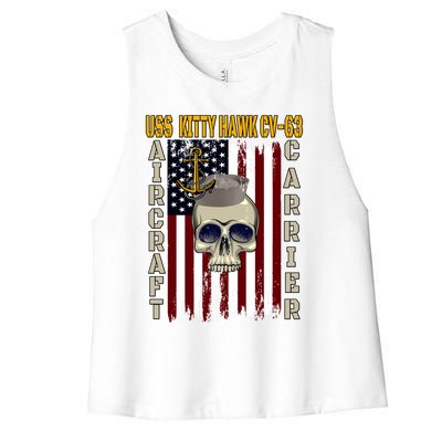 Uss Kitty Hawk Cvmeaningful Gift63 Veterans Day Dad Son Grandpa Great Gift Women's Racerback Cropped Tank